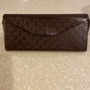 Brown leather glasses case